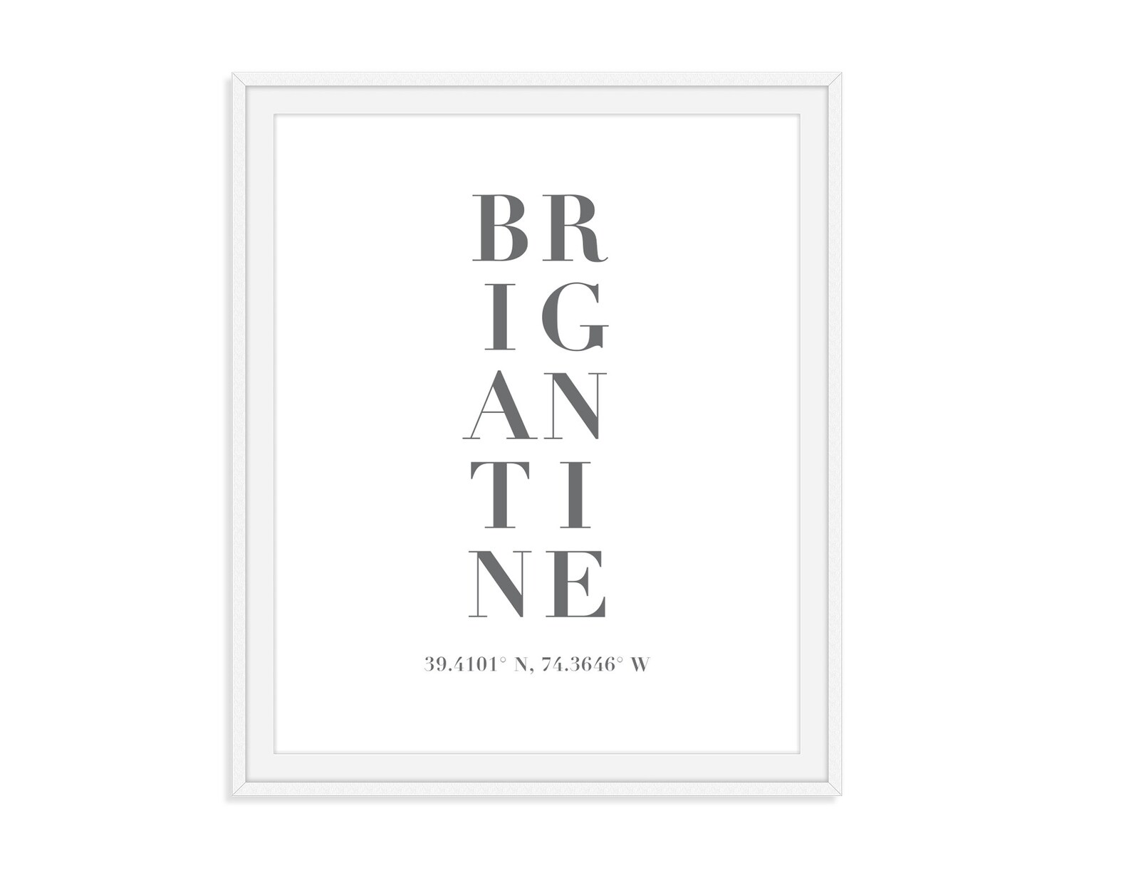 Printable Brigantine NJ Art New Jersey Coordinates Poster Etsy