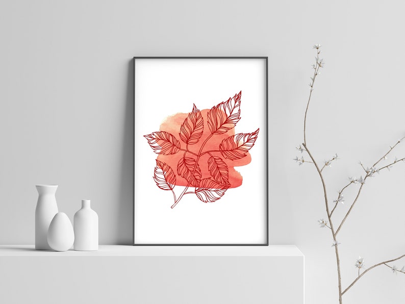 Red Botanical Printable Red Leaves Leaf Printable Plant - Etsy
