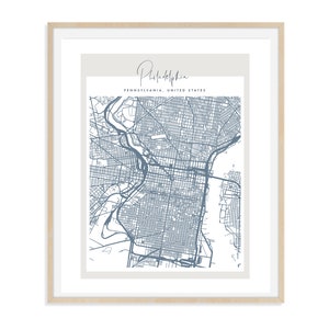Arte de la ciudad de Filadelfia, azul Filadelfia impresión, mapa sin enmarcar de Filadelfia, mapa para el escritorio del hogar, regalo único para los padres, cartel de viaje Filadelfia