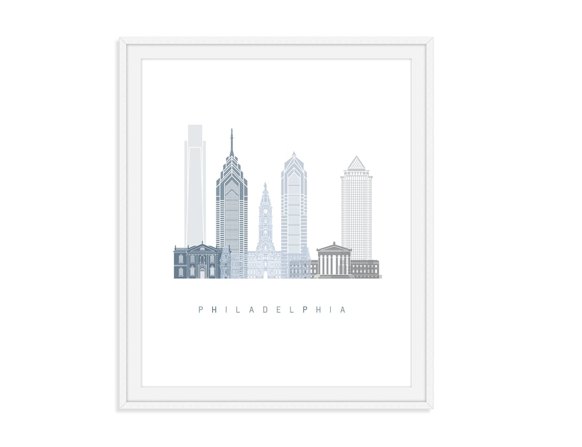 Philadelphia Skyline Print Philadelphia Art Philly Skyline Etsy