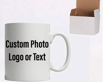Taza de café de cerámica personalizada, añadir su propia foto & texto, taza personalizada, regalo único para ella o él, taza de logotipo de negocio personalizado. Con caja de regalo