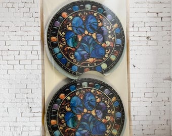 1 juego de posavasos para coche hechos a mano de neopreno con estampado de huellas de patas de mosaico