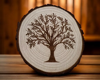 Posavasos de madera del Árbol de la Vida. Láser