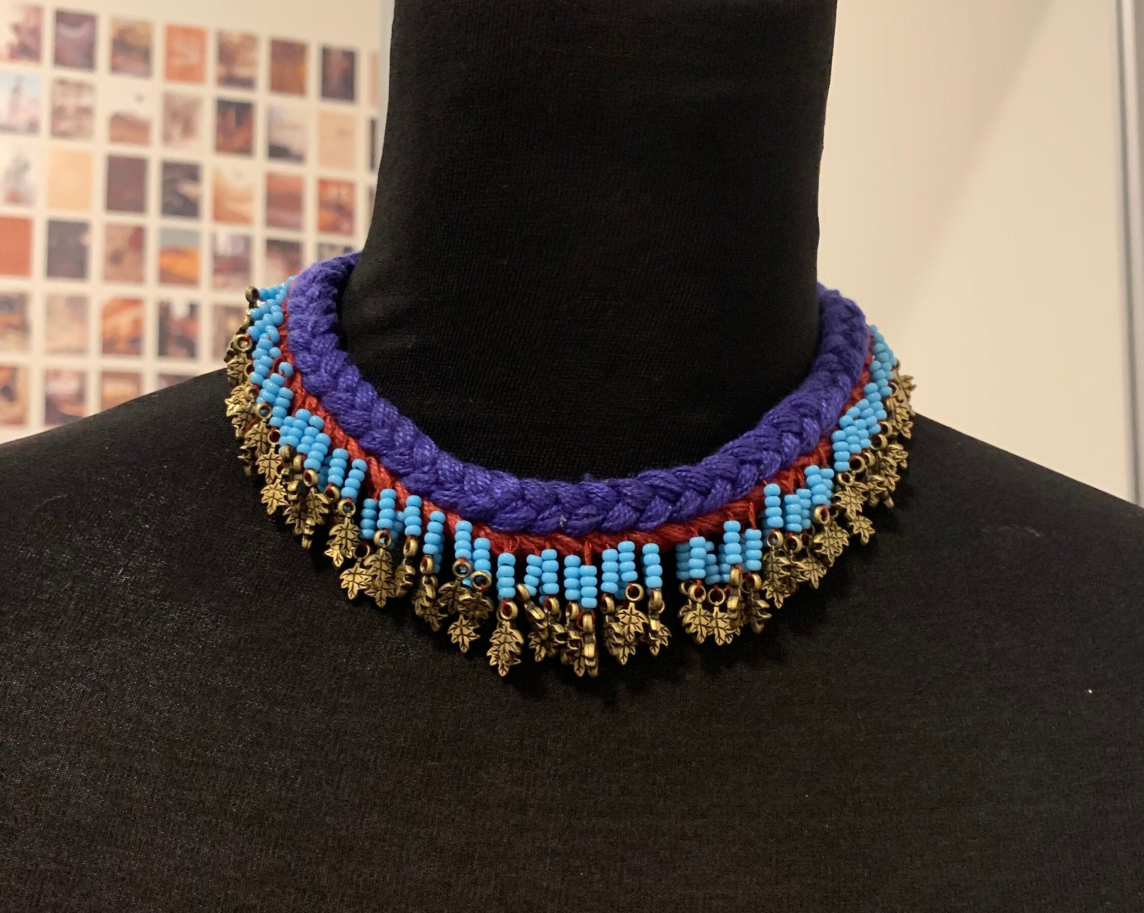 Handmade Thread Beaded Choker Necklace Etsy
