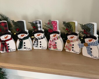 Personalized Wood Snowman, Small Wood Snowman, Farmhouse Winter Decor