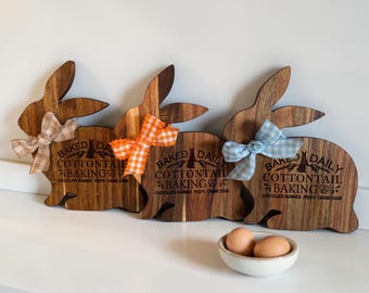 Bunny Shaped Acacia Wood Cutting Board, Easter Baking Serving Tray