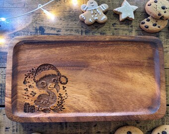 Decorative Flamingo Christmas Serving Tray, Valet Tray, Cheese Tray, Christmas Serving Tray, Christmas Gift, Cookie Tray