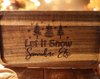 Engraved Wood Serving Tray, Christmas Decor, Valet Tray