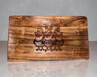 Engraved Chicken Wooden Tray, Funny Chicken Lady Gift