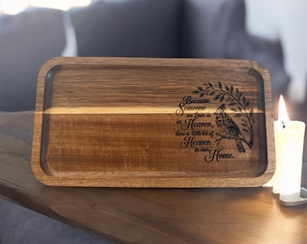 Engraved Wood Serving Tray: Cardinal themed Valet Tray; Remembrance Gift