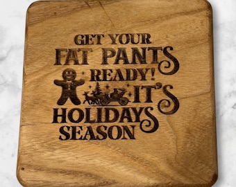 Engraved Wood Christmas Trivet: Funny Holiday Kitchen Decor