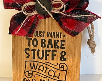 Decorative Christmas Charcuterie Board, Christmas Movies, Small Cutting Board, Baking, Farmhouse, Tiered Tray Decor, Housewarming, Holiday