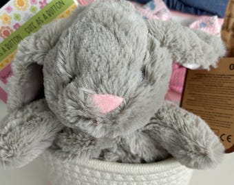 Baby Girl Gift Basket: Bunny, Blanket, Headbands & Photo Album