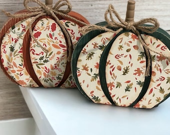 Rustic Wooden Pumpkin: Fall Farmhouse Tiered Tray Decor