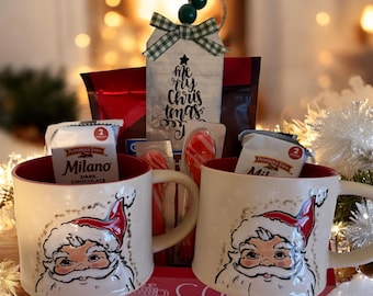 Hot Chocolate Gift Basket, Santa Mugs, Ghirardelli Cocoa