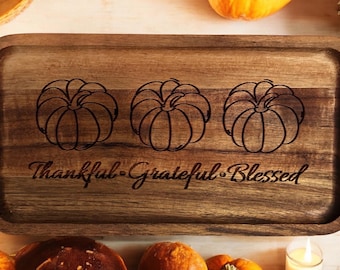 Engraved Wood Thanksgiving Serving Tray, Hostess Gift