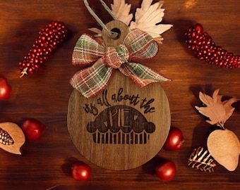 Engraved Wood Pie Cutting Board, Thanksgiving Decor