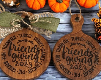 Engraved Wood Friendsgiving Cutting Board, Hostess Gift