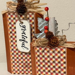 Wood Pumpkin Set, Fall Decor, Tiered Tray, Thanksgiving, Harvest Decor, Table Accent, Mantle, Autumn Decorating, Hostess Gift, Housewarming