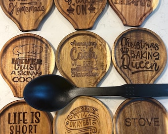 Wood Spoon Rest, Stovetop,  Funny Kitchen Decor, Engraved Spoon Rest, Stove Rest, Spoon trivet, Farmhouse,  Housewarming, Choice of Phrases