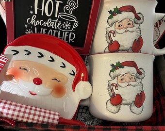 Santa Claus Themed Gift Basket,  Holiday Gift Basket, Housewarming Gift, Open House, Couples Gift, Santa Claus Theme, Buffalo Check