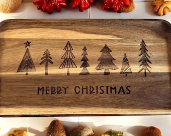 Engraved Christmas Tree Serving Tray: Holiday Decor