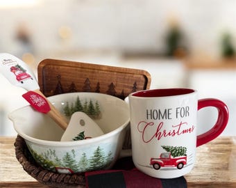Red Truck Christmas Kitchen Gift Basket, Country Christmas Decor