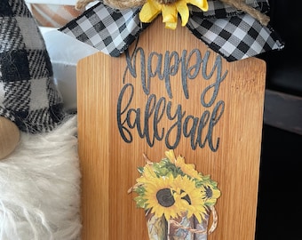 Sunflower Cowboy Boots Wood Decor: Tiered Tray Cutting Board