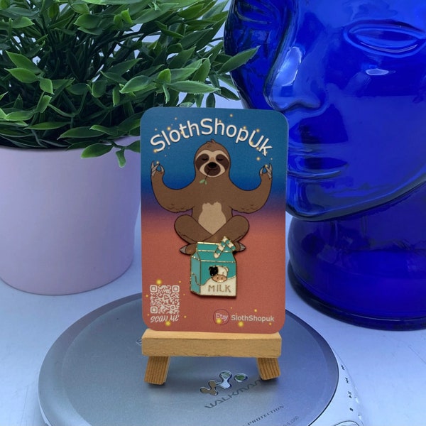 Milk Carton Blue  - Enamel Pin Brooch - SlothShopUk