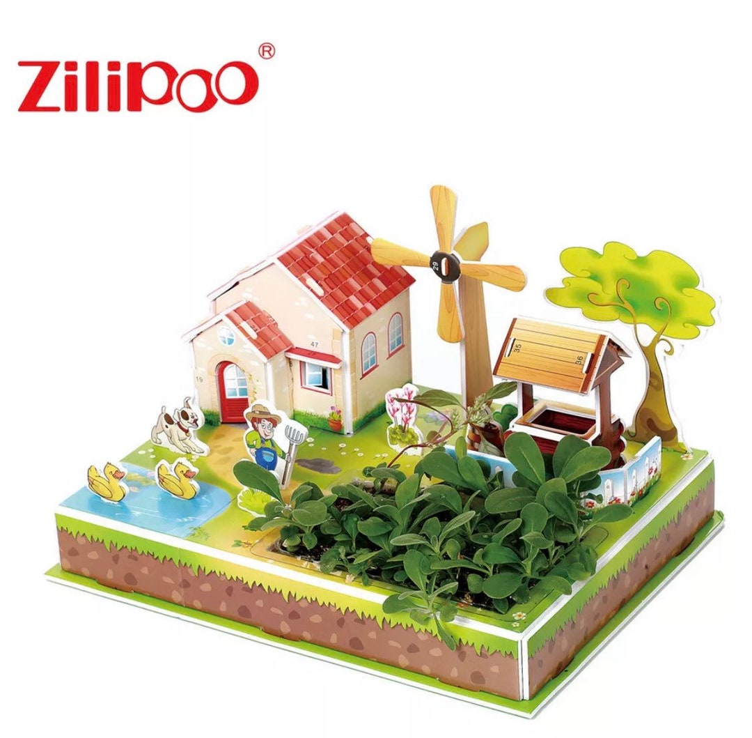 Zilipoo 3D Botanic Puzzle and Mini Garden, Education Toy, Rural