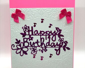 Sweet Happy Birthday Handmade Card with Music Notes