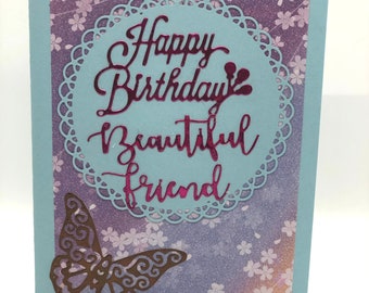 Beautiful Friend Happy Birthday Handmade Card