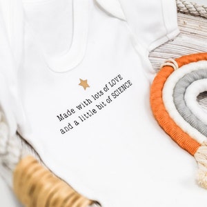 Ivf baby grow onesie made with love and a little bit of science bodysuit baby announcement image 6