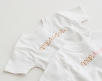 ONEderful Embroidered First Birthday T-shirt, Cake Smash