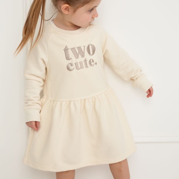 Personalised Birthday Sweatshirt Dress Embroidered, birthday dress, second birthday outfit, second birthday dress, girls birthday outfit