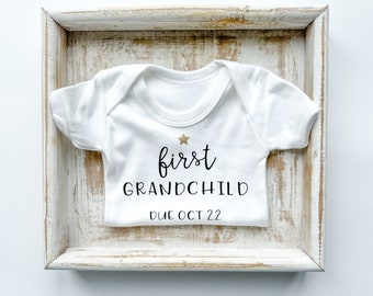 baby announcement babygrow first grandchild grandparent pregnancy announce baby grow bodysuit