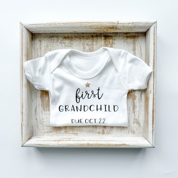 baby announcement babygrow first grandchild grandparent pregnancy announce baby grow bodysuit