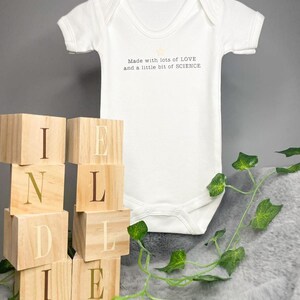 Ivf baby grow onesie made with love and a little bit of science bodysuit baby announcement image 7