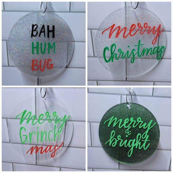 LOCAL PICK UP Hand Made Calligraphy Acrylic Holiday Ornaments