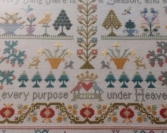 Bothy Threads Season and Time Sampler Counted Cross Stitch Kit by Moira Blackburn - 52cm x 33cm in Stunning frame (no glass)