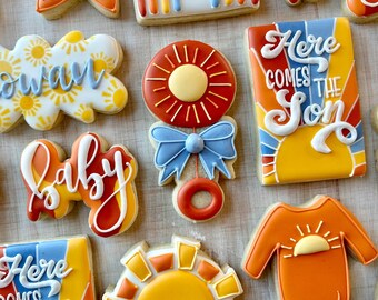 Personalized Sunny Sugar Cookies, First Birthday Decorated, Sunshine Dozen Cookies, 1st Birthday Party Favor, Custom Cookies, Baby Shower