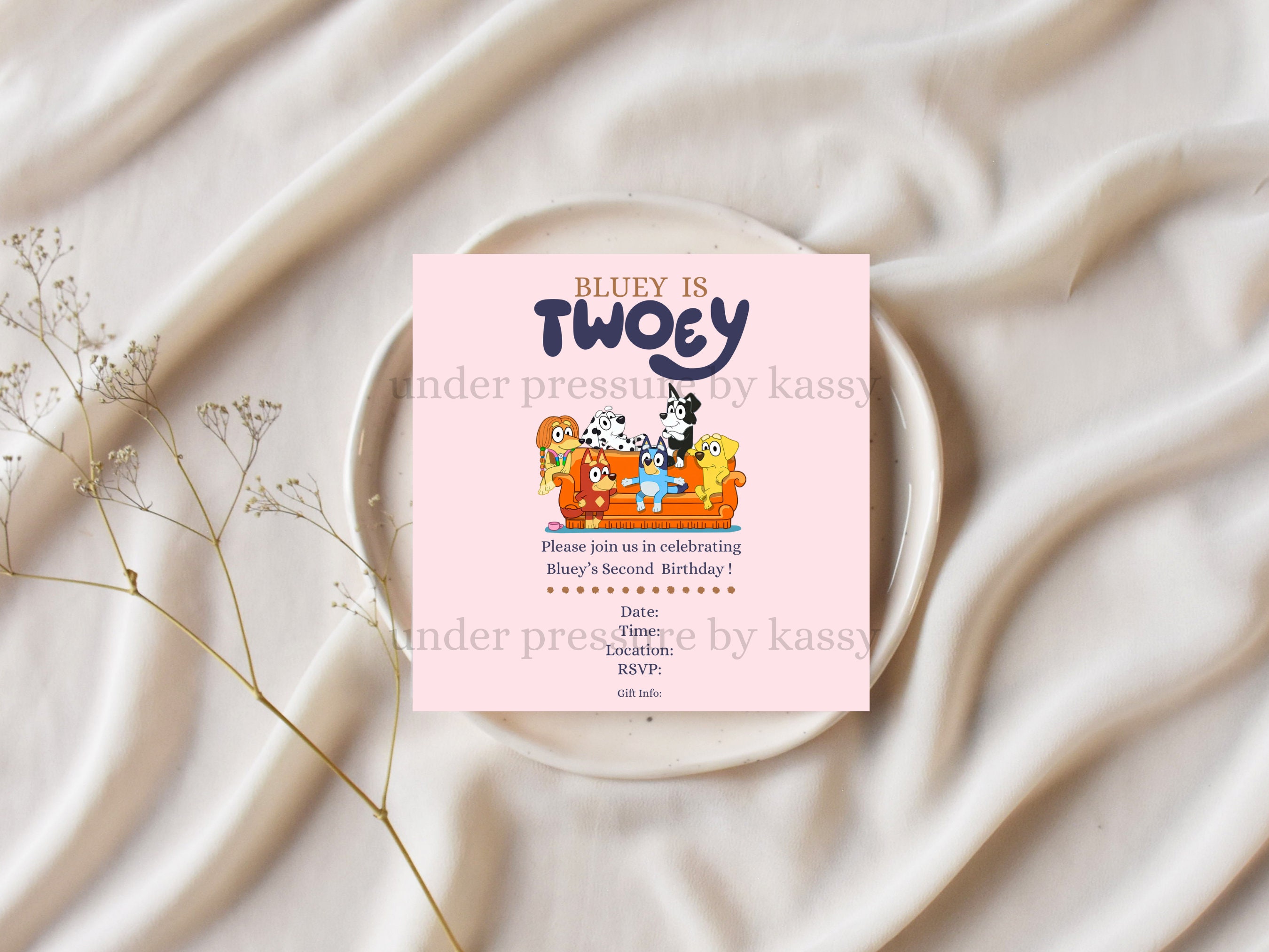 Bluey Is Twoey Invite Template