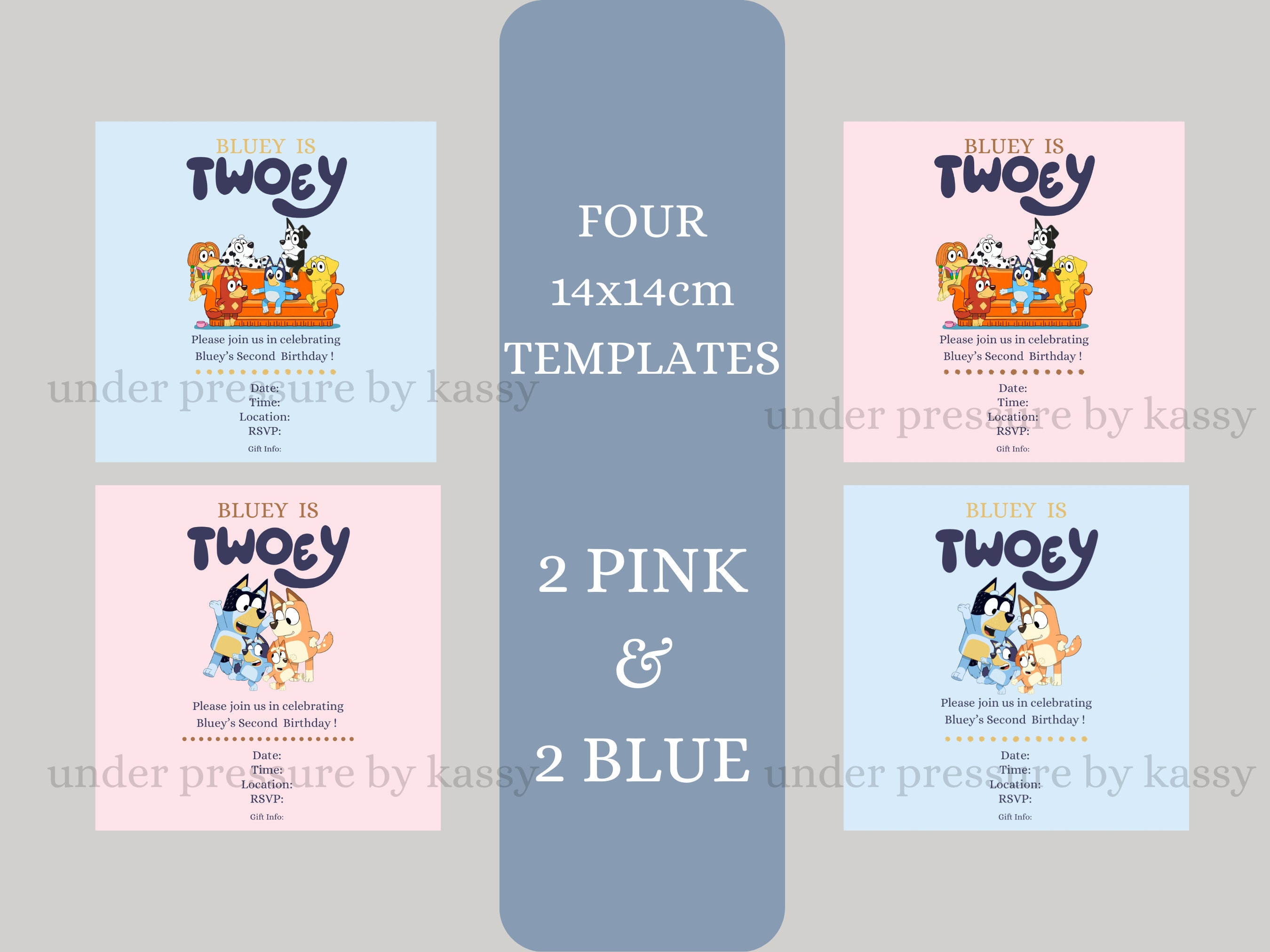 Bluey Is Twoey Invite Template
