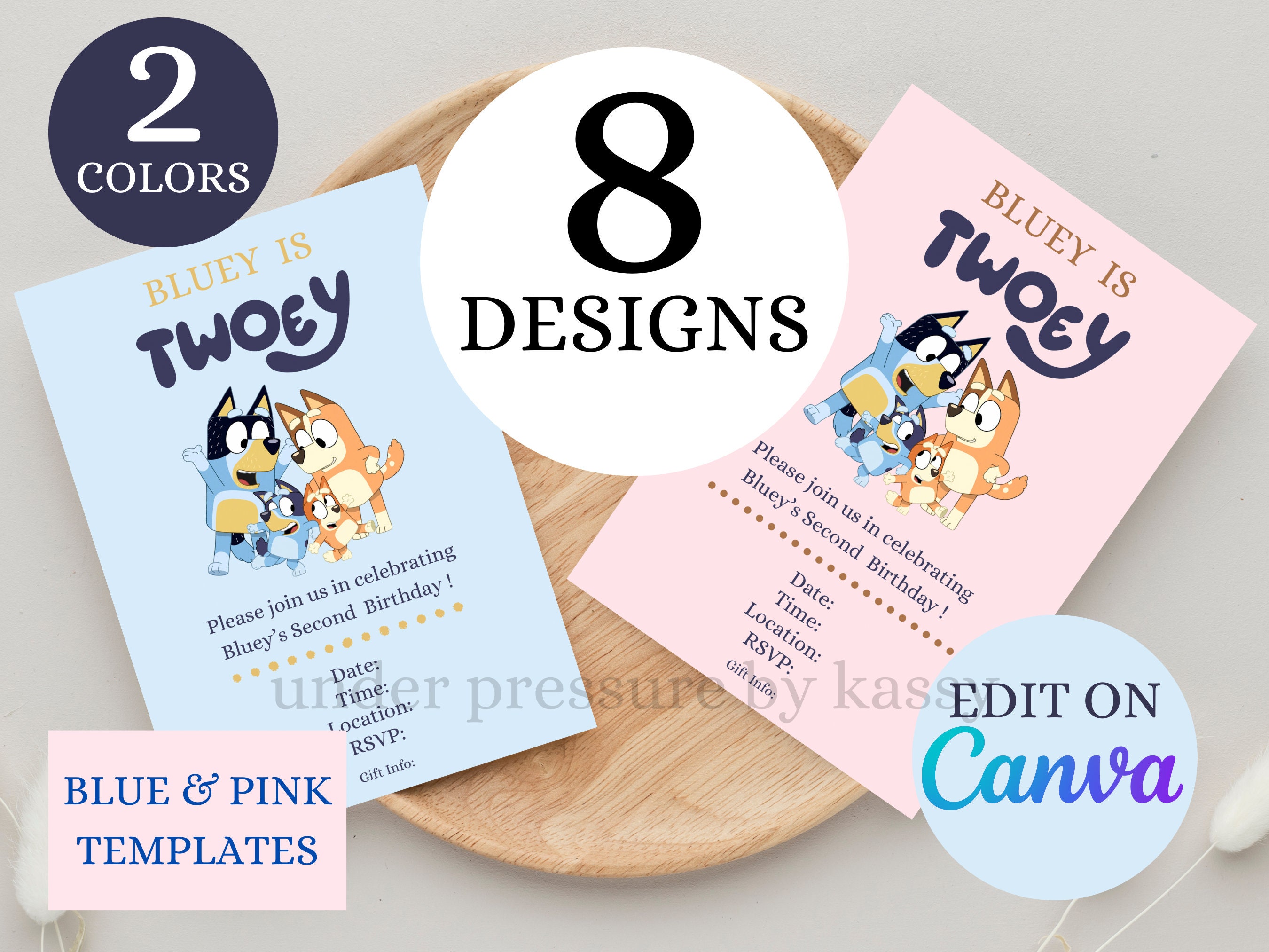 Bluey Is Twoey Invite Template