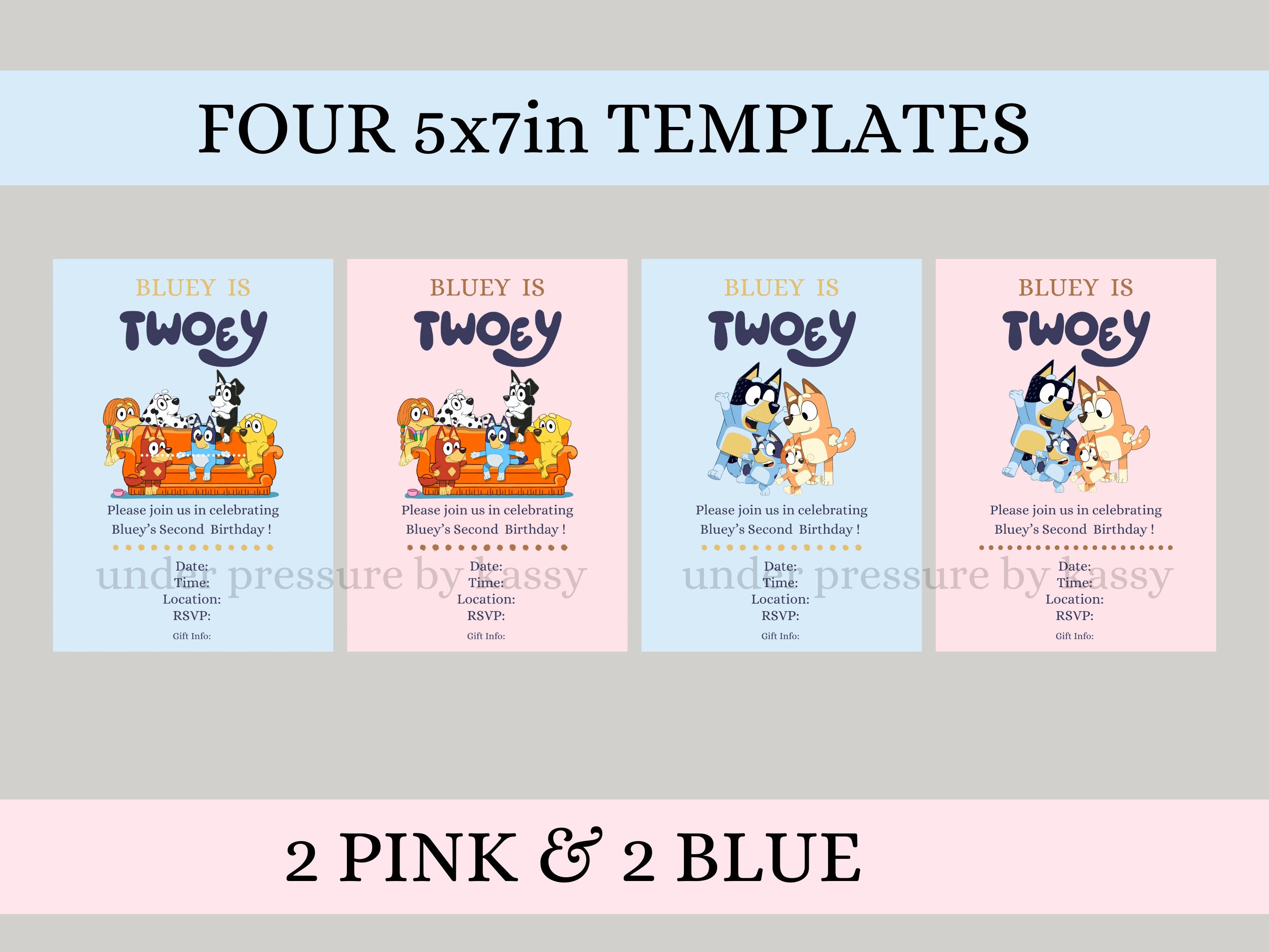 Bluey Is Twoey Invite Template