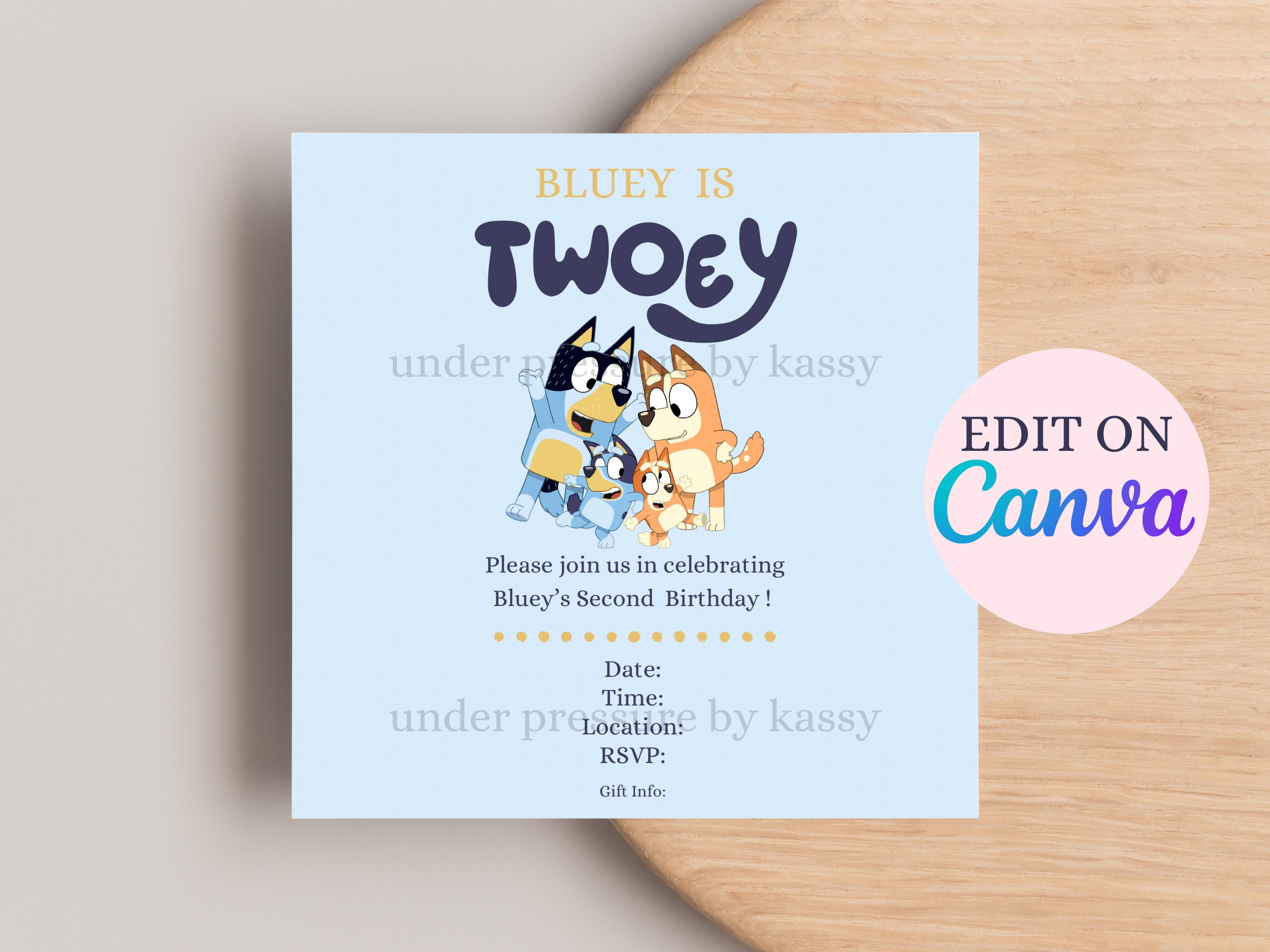 Bluey Is Twoey Invite Template