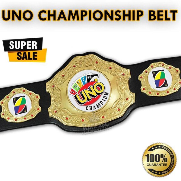 UNO Championship Replica Belt 2mm BRASS Plates 3mm Genuine Leather Adult Size