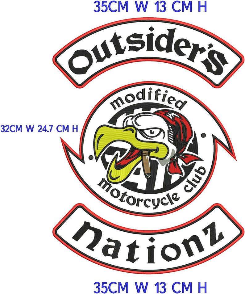Outsiders Nationz Mc Motorcycle Iron on Embroidered Set Etsy