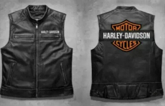 Harley davidson sleeveless leather jacket cheap