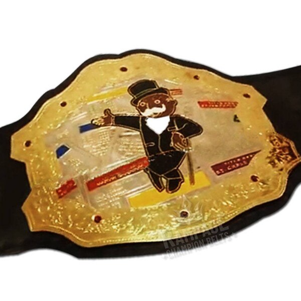 MONOPOLY Championship Replica Belt 2mm BRASS Plates 3mm Genuine Leather Adult Size top quality